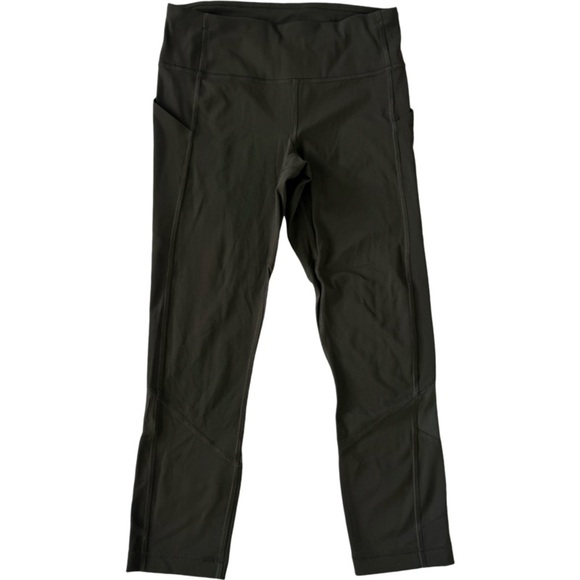 Lululemon black 23” woman’s workout leggings with hip pockets size 4 green - Picture 1 of 12